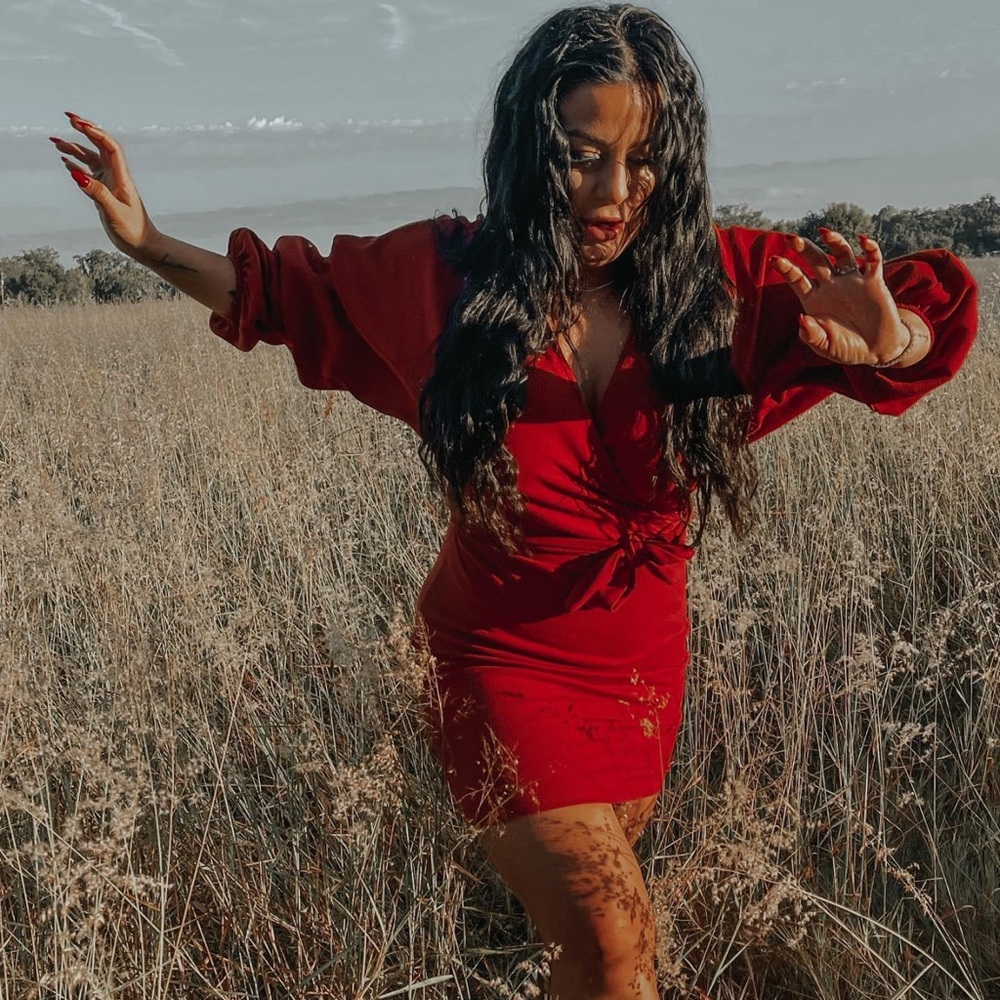 Burnt orange dress from Drop the Walls Boutique